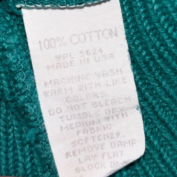 Vtg Winona Knits Embossed Golf Sweater M Teal V-Neck Pullover Embroidered Preppy - Picture 6 of 12
